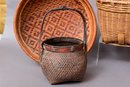 Set Of Five Hand Woven Baskets And Zulu Herb Container