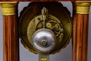 Antique Portico Inlaid French Clock With Ormolu Pendulum