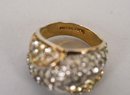 14K Gold Plated Rhinestone Ring And DG Domed Ring (size 6)