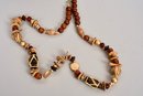 Bohemian Wood Beaded Necklaces And Pierced Earrings