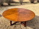 A Stunning 60 Inch Teak Sunburst Pattern Henredon Coffee Table