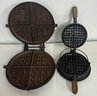 Lot Of 2 Antique/Vintage Waffle Irons- John A. Goewey 1865 & Wapak Hollow Ware