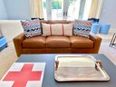 2 Of 2  Mitchell Gold & Bob Williams Leather Three Seat Club Sofa In Camel  (2 Of 2)
