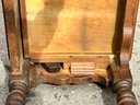 Antique Oak Desk With Tilting Top On Wooden Casters