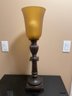 Table Lamp With Amber Bell Shaped Top