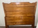A Beautiful Antique Solid Maple Wooden Bed, With Rails