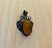 Mexican Silver Pendent With Amber Stone