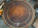 Leather Top Drum Table On Casters