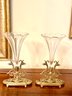 Pair Sea Horse Brass & Glass Bud Vases (LOC:S1)