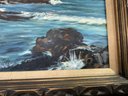 The Lighthouse- Artist Unknown - Acrylic On Canvas In Ornate Carved Wood Frame