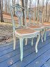 Set Of (4) Vintage Distressed Painted Caned Chairs