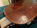 Hickory Furniture Mahogany Inlaid Dining Table With 6 Chairs And 2 Leaves