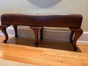 Lillian August Leather Bench W Carved Legs