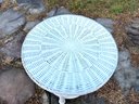 Vintage White Natural Wicker Side Table With Glass Top