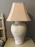 Pair Wonderful Tall Ceramic Table Lamps With Cloth Shades