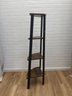 Metal Corner Etagere With Wood Grain Finish Tiered Shelves
