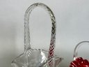Two Glass Basket Candy Holders