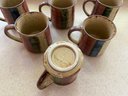Vintage Studio Handmade Ceramic Mugs Featuring A Multicolored Drip Glaze Design
