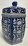 Pair Of Blue And White Asian Porcelain Lidded Jars.  C5