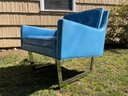 Mid Century Turquoise Vinyl And Chrome Plated Legs, Lounge Chair By Patrician Furniture Co'.