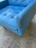Mid Century Turquoise Vinyl And Chrome Plated Legs, Lounge Chair By Patrician Furniture Co'.