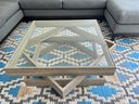 Wood And Glass Sculptural Coffee Table