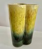 Vintage #110 HULL Pottery Trefoil 3 Lobe Green Yellow Brown Drip Glaze Vase 9' CLEAN No Issues