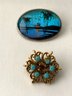 Lot Of 6 Turquoise-Colored Pins, Pendants, And More