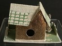 4 Vintage PUTZ Houses Cardboard Japan  & 2 Vintage Wood Cottages  Approximately 3' H ( READ Description)