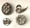 Lot Of 4 Silver-Tone Pins Brooches: Coat Of Arms, Llamas, And More