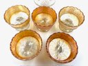 Vintage 6pc Maple Leaf Marigold Dessert Service By Dugan