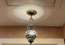 Antique Brass Pierced Ceiling Hanging Light Fixture