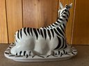 Painted Ceramic Zebra Butter Dish