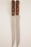 Pair Of Vintage 12.5' Long Japanese Stainless Steel Knives With Wood Handles