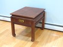 Thomasville Marquetry Top 1 Drawer End Table W/asian Style Brass Pull