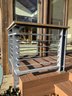 A WOW Set Of 3  Exterior Metal Railings With Wood Top Rail