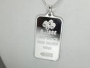 Very Nice Pure Silver Ingot Necklace - 1/2 Ounce - Highly Polished - .999 Silver Ingot On On Sterling Necklace