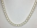 Very Nice Vintage Cultured Freshwater Baroque Pearl 18' Necklace - Nice White Color - Sterling Silver Clasp