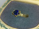 Lovely 925 / Sterling Silver With 14K Gold Overlay With Sapphire Ring - Very Nice Piece - Nice New Ring