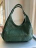 A Fabulous Bottega Veneta Campana Intrecciato Leather Bag - Large- Green