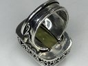 Fantastic Large Sterling Silver / 925 Cocktail Ring With Yellow Quartz - Nice Ring - Lovely Filigree Work
