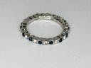 Very Nice Unusual Sterling Silver / 925 Ring With Sapphires And White Zircons - Very Pretty Ring - New !