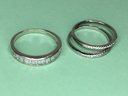 Lot Of Three (3) Sterling Silver / 925 Stacking Rings With Cubic Zirconia - Very Pretty Rings - Three For One