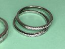 Lot Of Three (3) Sterling Silver / 925 Stacking Rings With Cubic Zirconia - Very Pretty Rings - Three For One