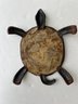Vintage Cast Iron Turtle W/ Stained Glass Inlay Trivet / Hot Plate Taiwan
