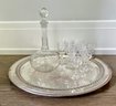 Crystal Decanter And Pressed Sherry Glasses With Tray