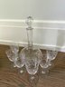 Crystal Decanter And Pressed Sherry Glasses With Tray