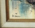 Mid Century Modern K. Robins Acrylic On Canvas Sailboats Harbor Painting