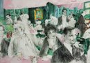Vintage Hand Signed Leroy Neiman 'Polo Lounge' Lithograph
