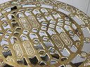 Wonderful Early Antique Solid Brass Trivet - Very Ornate - Interesting Decoration - 10' X 13' Very Nice